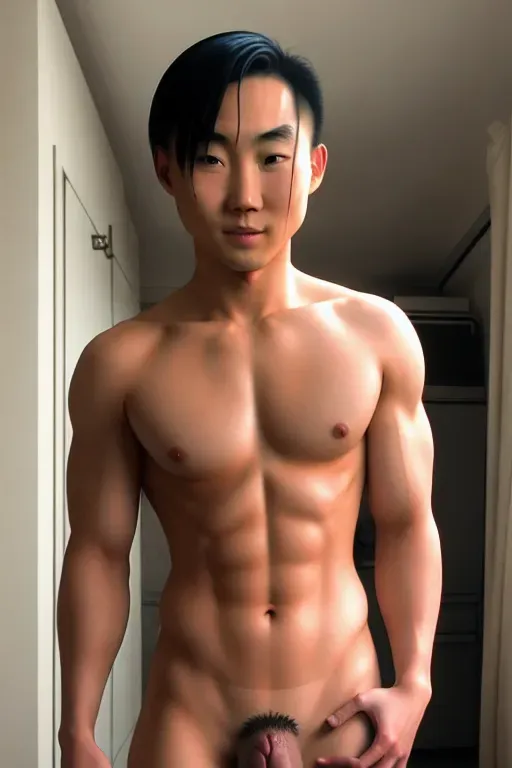 Perfect body asian fully naked looking at camera