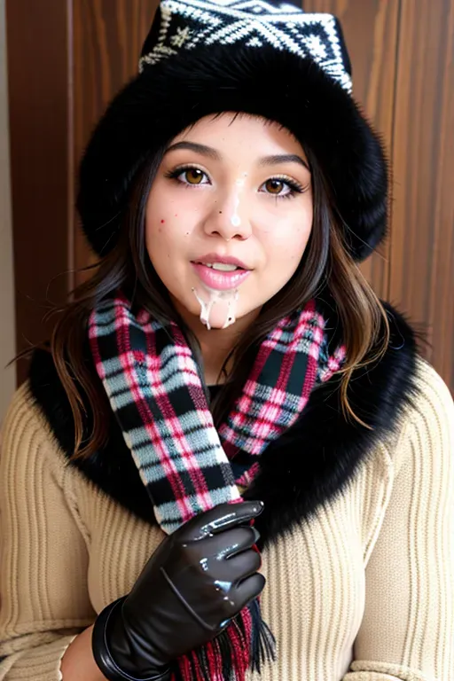 Dopamine Girl Dpmg Face Cum V1 Winter Clothes Fur Trim Scarf Bottomless Cum On