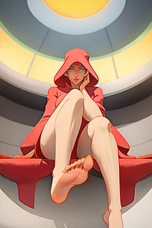 Woman showing the soles of her feet to the camera.