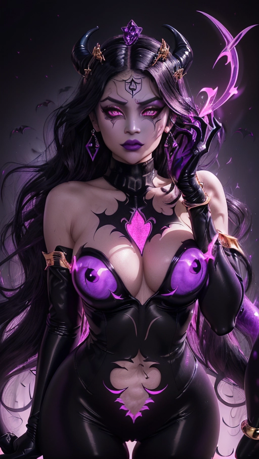 best quality, (((ultra high res))), (((detailed face and eyes))), (perfect face), (big shining heart choker), earrings, jewelry, (((big glowing succubus mark))), ((((big glowing succubus bodymark)))), (conjuring), witch, ((very long voluminous hair)), (((black gloves))), (((black hair))), (((symbiote goo hair))), (((golden bracelet))), (((huge golden hair cuff))), (((black skintight neckholder))), ((face closeup)), lipstick, (((((black demon tail))))), ((black long sleeves)), ((purple glowing heart)), (((demon mark))), heart on womb, (((((bright purple glowing skin tone))))), (((straight black hair))), ((purple glowing clothes)), ((purple luminescent)), ((((purple luminescent skin tone)))), (((purple skin))), (((huge cameltoe))), ((((purple goo everywhere)))), (((symbiote girl))), ((((symbiote goo suit)))), ((goo tail)), ((((succubus masquerade)))), ((((very very long hair)))), ((glowing eyes)), ((symbiote goo body)), (((dark diamond crown))), (((face closeup))), (((pink diadem))), (((vampire))), ((((pale face)))), (((kylie Jenner)))