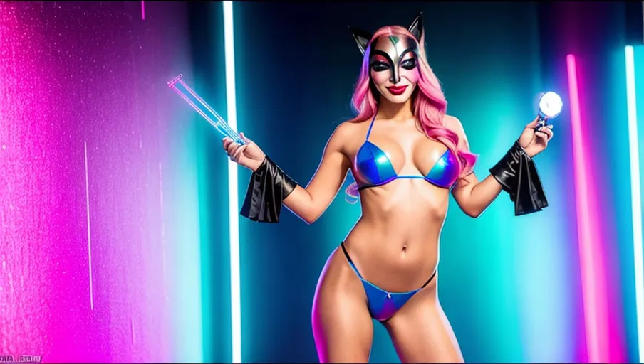 A gorgeous transgender woman (m2f) wearing the v for vendetta anonymous mask her full body in the image, transgender symbol in the background, lots of pink and blue, vibrant, vivid, art, realistic, fantasy, matrix vibe, HDR, 32K, fantasy, romantic, high heels, panties, lingerie, sexy, beautiful, female perfection, nudity