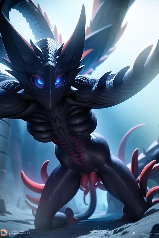 Hyper detail of a, getting raped by tentacles, big breasted, Dragon, furry anthro art, furry concept art, fur body, deep blue eyes, unreal engine 5, volumetric lighting, 8k resolution, 8k Ultra HD, 3d shading, full body,