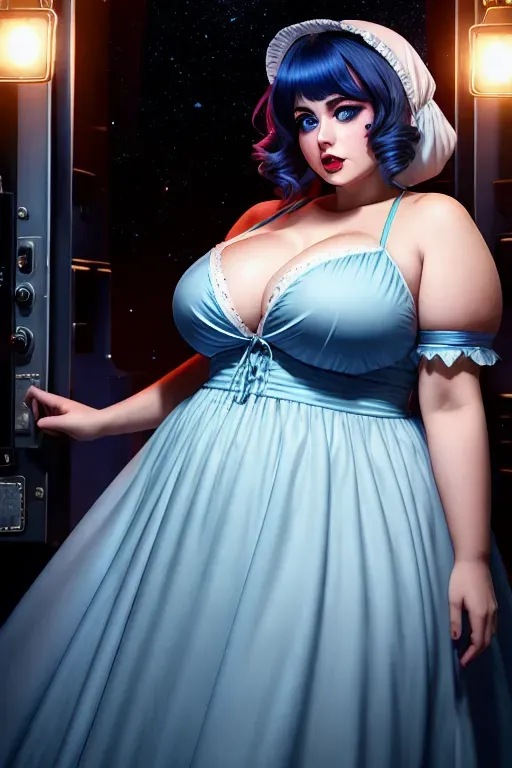 a concept art of,a psychopath,wearing nightgown,in the space station,big breasts,five fingers per hand,fat cock,beautiful face,beautiful lips,blue eyes,curved eyebrows,curved eyelid,textured skin,cosy,tattoo,bokeh,editorial,cinematic lighting,pixiv,smooth