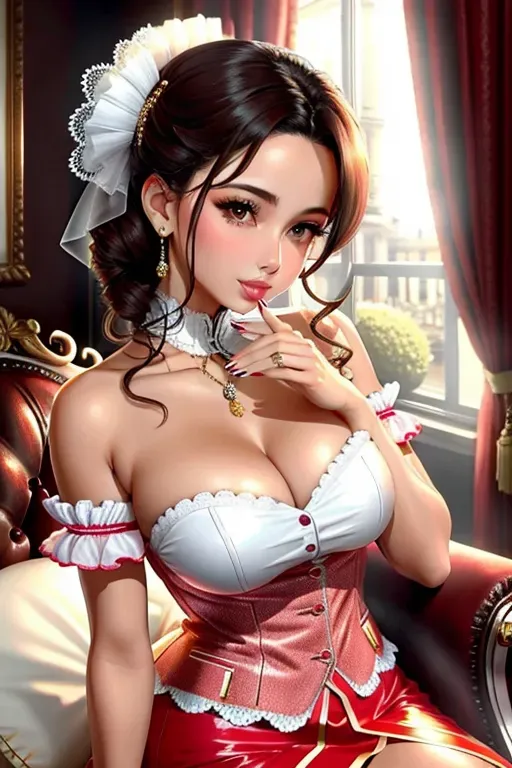 she has beautiful french manicured fingernails