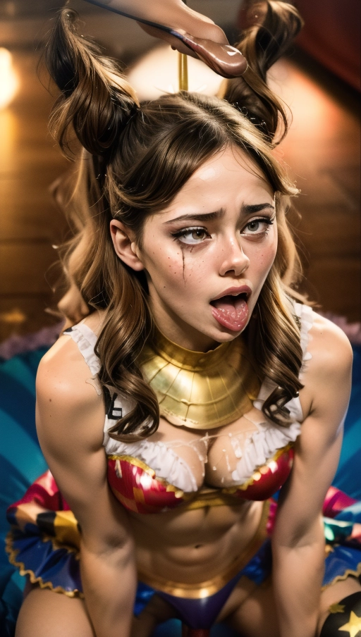 <lora:KpxWkLqox25_Omg_Mag:0.25>,
<lora:KpxWkLqox25_Ella_Purnell:0.75>
, <lora:dpmg_round_glasses:1>, just had really messy rough sex, dark black hair, (((wearing sexy circus costume:1.5)))
, ((best quality)), <lora:dpmg_add_detail:0.5>, beautiful,(high resolution), (((masterpiece))), (uhd), (8k), ((sharp focus)), <lora:plVOer6ObyM_epiCRealismHelper:1> , <lora:bukkake:1> , dpmg_runny_makeup_v1 , ((dpmg_face_cum_v1:1.0)) , <lora:headpat:1>, dpmg_pov_missionary_v1 , dpmg_awaitingtongue_v1 , <lora:dpmg_licking:1>