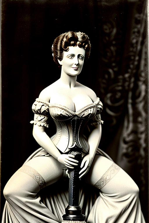 Gibson girl riding a dildo