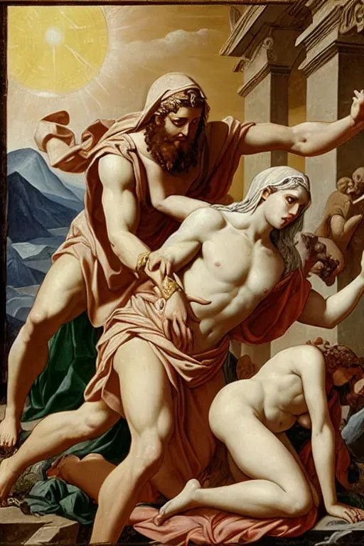 Zeus raping the virgin Mary