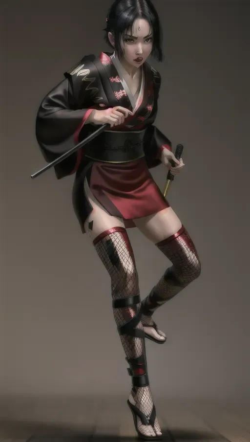 1girl, full body , detailed face, beautiful, attractive, sexy, flawless, shapely, sensual, fatal, lethal, deadly, hurt, bruised, feudal japan, japanese , seductive, surprised, startled, stunned, attacked, ambushed, assaulted, frightened, terrified, alarmed, scared, spooked, panicked, fearful, terrorised, moody lighting, night, short hair, dark hair, black hair, almond shaped eyes, eyes open, eyes wide, eyes wide open, thin lips, solo , masterpiece, ultra high res, professional, photo referenced, 23 years old, young adult, slim, pale skin, kimono, dark red kimono, saliva, saliva dripping, summer, thin clothing, sweat, sweaty skin, shiny skin, purple eyeliner, small breasts, pain, head tilt, bending, bent, 1 character, bags under eyes, foot, feet, foot side, toe, toes, fully clothed, long legs, tall, bamboo forest, cosplay, fishnet, mini skirt, thong, traditional, ninja, kunoichi, tight, kimono, covered chest, covered breasts, long top, small breasts, cotton,