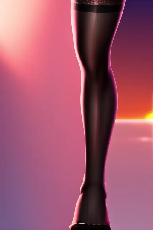 close up shot, 20 year old, an anime girl, fit, stockings, pink, sunset, studio light, happy, 8k, professional