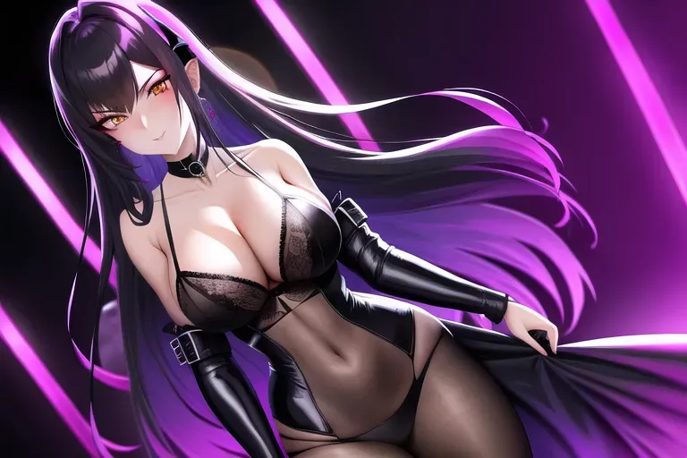 wide shot, 20 year old, a vampire girl, insanely beautiful, lingerie, black, night club, night, neon lights, serious, 8k, professional
