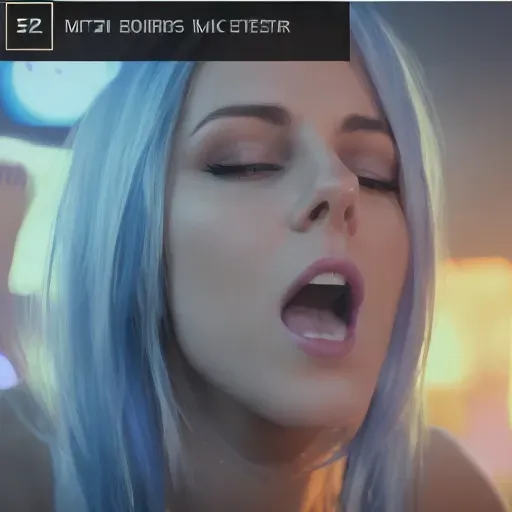 close up shot, 21-year-old, Melissa Benoist, Caucasian, a gothic streamer, slim, blue hair, white tank top, plain background, sunset, editorial, neon lights, horny, 8k, professional, perfect face