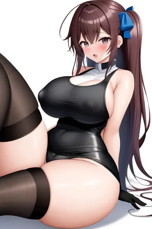 a girl with thick thighs and big boobs masturbating