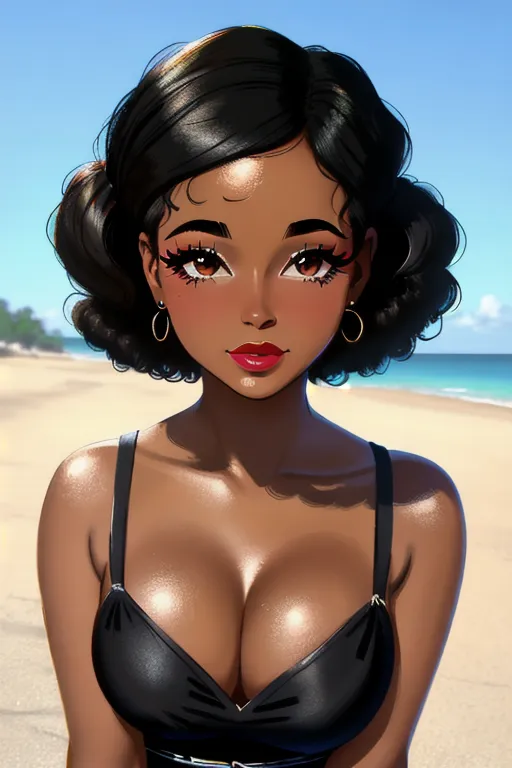 painted image, black woman from 1950s, eye to eye, close