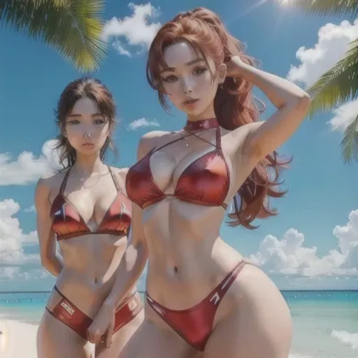 three women are on a beach with sand and palms, aerobic exercise
first woman, Vicca, cute redhead with small breasts and darkred hair in a ponytail, instructor faced other woman, shy, red outfitt
second woman, petite asian with long purple hear reaching to ass, moderate sized breasts, top with cleavage, sexy eyes, erect nipples visible, yellow outfitt
third woman, red hair with large breasts, sexy outfit with large cleavage, sexy warmleggers
beautiful faces, very detailed face, beautiful lips, perfect body, natural small breast, soft skin, best quality, high resolution, photorealistic, masterpiece, pussy lips are visible, small amount of pubic hair on pussy, touching pussy, all are sexually excited, tann lines on body, hard visible nipples
dpmg_asian_aesthetic_v1
<lora:dpmg_skirt_tug:1>
<lora:dpmg_pov_from_below:1>