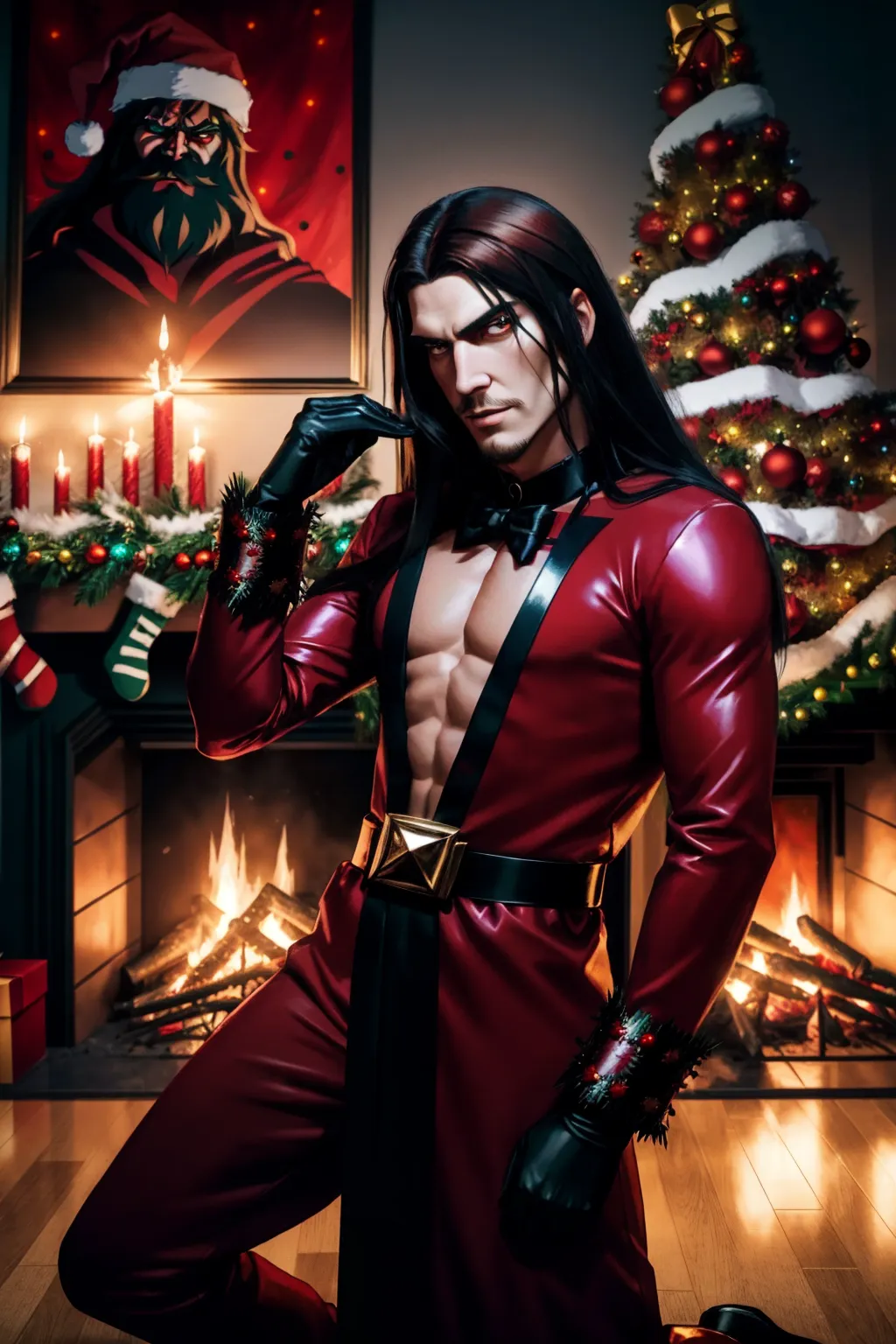 (1male), (SFW), <(red death metal Santa outfit)>, (demon tree fire lava), (high quality1.2), (masterpiece1.2), (detailed1.4), 16K - Brutal artwork channels Metalocalypse vibes, featuring Toki Wartooth donned in a (red Santa suit). The living room setting juxtaposes festive chaos with a hellscape Christmas tree ablaze. Toki, in his distinctive Metalocalypse style, exudes both holiday cheer and metal madness. The fiery tree casts an eerie glow, illuminating the room chaos, adorned with demonic ornaments. Crafted in the style of Metalocalypse, this intense visual captures the collision of Christmas spirit and metal mayhem. In the spirit of Dethklok, this artwork pulses with dark, festive energy. Trending on Adult Swim.
<<((fix super perfect long brown hair, With brown eyes ))>> <(fix tall slim body white)> <<(minor fix hair)>>, <<((fix super perfect arm hand curved adjust relaxed strong motion.))>> <<(minor fix sexy hands tall slim body)>> <(minor fix thighs legs feet toe)> <(fix super perfect eyebrow eyelet lips happy smile)> <<(fix super perfect face)>> <(fix super perfect background)>
<(normal_De_blur_noise.)> <(normal_sharpen:1)> <(masterpiece:1)> <(lora:dpmg_add_detail:1)> ((lora:dpmg_3d_rendering:1)) ((fix lora:dpmg_translucent_skin.)) <(fix normal_clean_line_work.)> <(HD_normal_dark_shading.)> <(normal_global_illumination.)> <(realistic lighting.)> (normal_rule_of_thirds.) <( normal portrait.)> (hyper_realistic.) (post_processing) <(unreal_engine.)> (8k.) (4k.) (octane-render.) (Studio-Sunrise.) (Studio CLAMP.) (Normal Naked Small Vocaloid.) (Normal thin Black Rock Shooter.) (normal Nintendo.) (normal thin DOA.) ( thin dpmg_asian_aesthetic_v1),
(high quality1.2), (masterpiece1.2), (detailed1.4), 16K - Brutal artwork channels Metalocalypse vibes, featuring Toki Wartooth donned in a (red Santa suit). The living room setting juxtaposes festive chaos with a hellscape Christmas tree ablaze. Toki, in his distinctive Metalocalypse style, exudes both holiday cheer and metal madness. The fiery tree casts an eerie glow, illuminating the room chaos, adorned with demonic ornaments. Crafted in the style of Metalocalypse, this intense visual captures the collision of Christmas spirit and metal mayhem. In the spirit of Dethklok, this artwork pulses with dark, festive energy. Trending on Adult Swim.
<(minor fix super perfect background shadows.)> <(minor fix super precise motion estimation interactions.)> <(fix hand fingers orientation conform override upside down gravity.)> <(fix all 3D full length vectors.)> <<Double pass.>>
