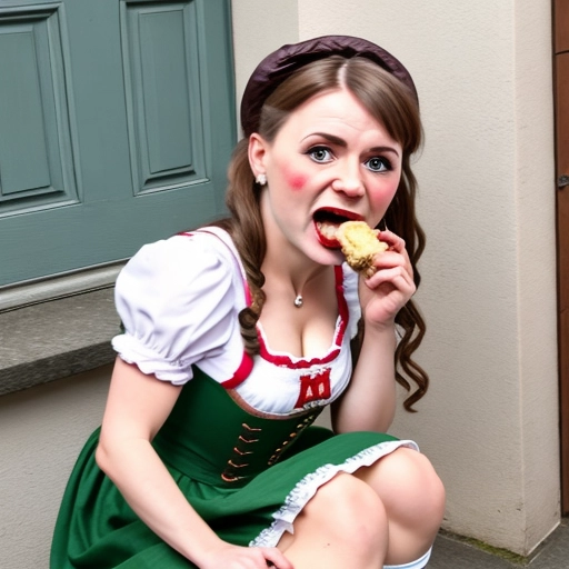 Dirndl girl eating shit