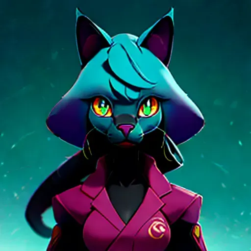 a furry catgirl tech-specialist, simple background, best quality, sci-fi, standing straight, looking at viewer, detailed eyes, high resolution, masterpiece, high quality, character portrait, character bust, beautiful eyes, insanely beautiful