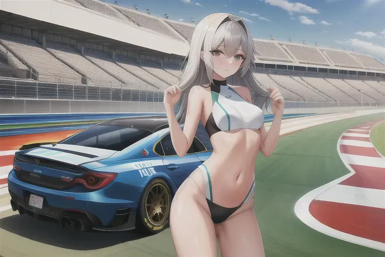 two slim teens, perfect small breasts, posing partially dressed, race track, natural light, 8k, professional