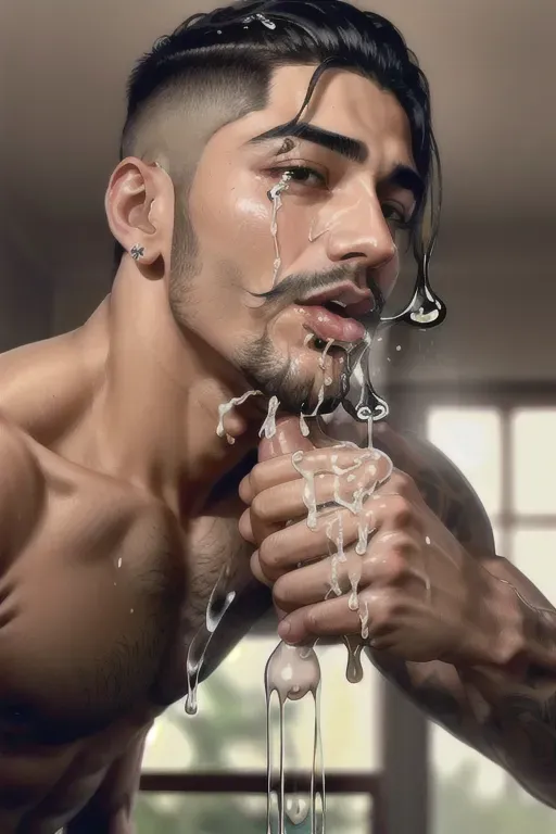 masterpiece realistic, best high quality, blowjob, suck, fully nude Maluma masturbating while sucking dick, with a mans erect penis deep in his throat (lips around thick male penis, cum covering tongue) (((cum leaking from sides of mouth, no tongue))), eyes glossy, cum on face, (((cum dripping from mouth, cum dripping from chin))) standing looking down at maluma sucking my dick pov
