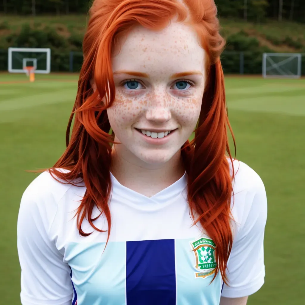 ((photo))image of a 20 year old irish redhead girl, pissing, sporty, freckles
