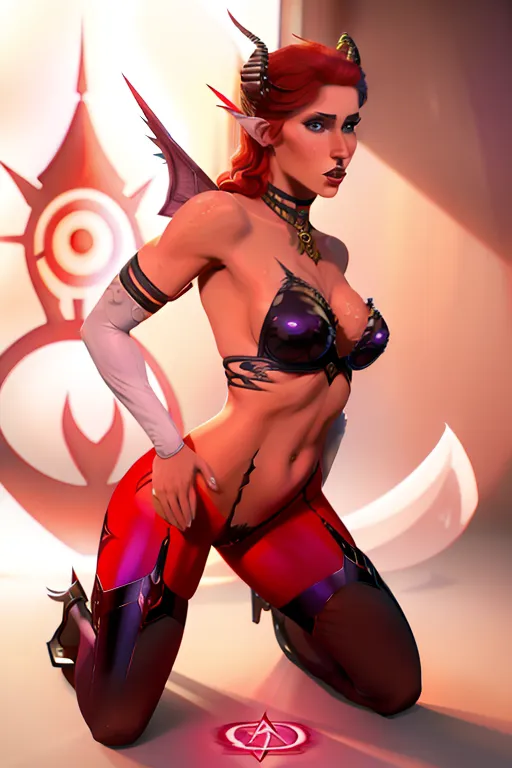 sweet innocent beautiful Nordic auburn haired Queen Anna of Arendell bound to an inverted pentagram being magically corrupted and transformed into a sultry horned bat winged pointed tailed by an evil masculine red skinned dark haired devil. <lora:dpmg_arcane:1> <lora:orgasming_face:1> <lora:yuri_kiss:1> <lora:wet_look_dress:1>