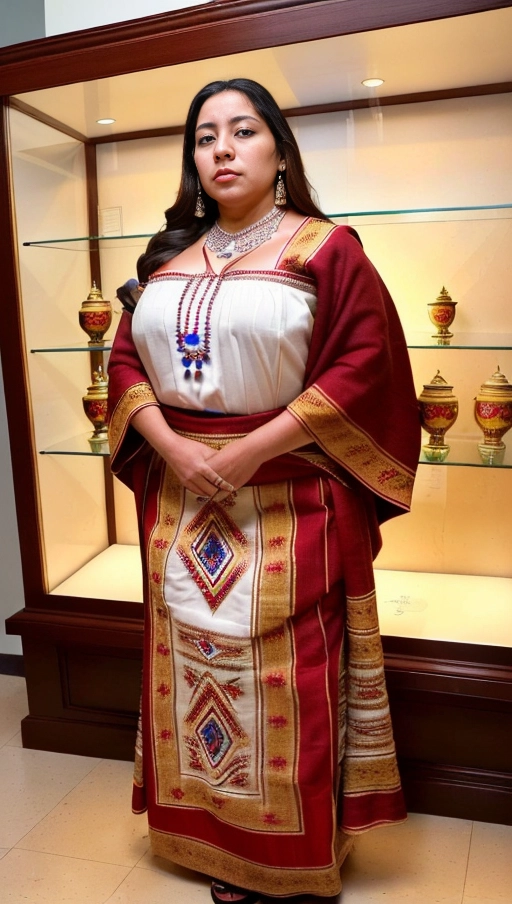 The woman was frozen in time, She wore traditional Guatemalan clothing that accentuated her large natural breasts and wide hips, along with a pair of high heels. The woman is Latin American. She is inside a glass display case exposed for sale. The setting is in a white-walled room evenly lit by white lighting. Despite being overweight, she still looks attractive. The image should showcase the womans ample figure within the glass display case. Her facial expression should be neutral, with eyes fixed on the camera but without any emotions. (((full body view, full body photo)))), ((full body view)), ((breasts large natural)), ((overweight)), (((hyperrealistic))),
Masterpiece,
perfect edges,
ultra realistic,
perfect anatomy,
realistic skin texture