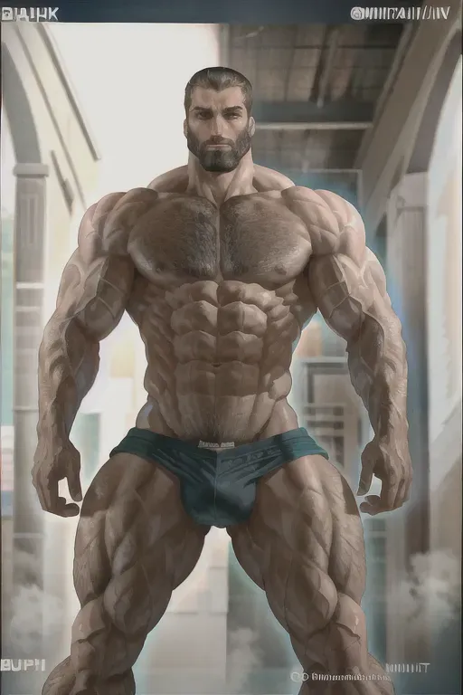 RAW photo, photo of gigachad, posing for the camera, 8k uhd, dslr, high quality, film grain, Fujifilm XT3 <lora:dpmg_gigachad:1.0>, swollen pecs, hyper muscular