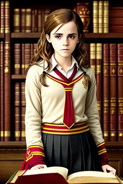 Dopamine Girl Emma Watson As Hermione Granger Gryffindor Clothes In A Library O4xayam7oxx 