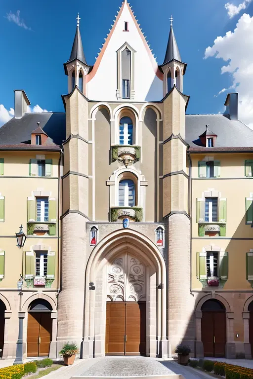 The facade of the hall of town of Oyonnax in France,