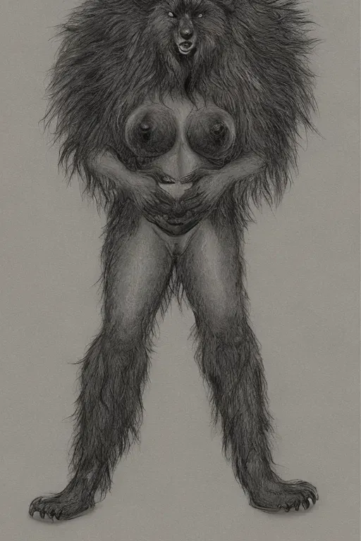 Scp1471, black fur, black hair, wolf skull for a head, full black fur, furry, Covered in fur, showing off fluffy boobs, erection, penis, futa, has a cock,
