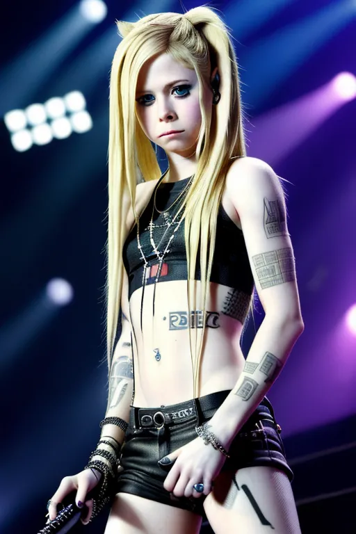 Avril Lavigne, naked, perfect face, high quality face, 64k, cyberpunk,
