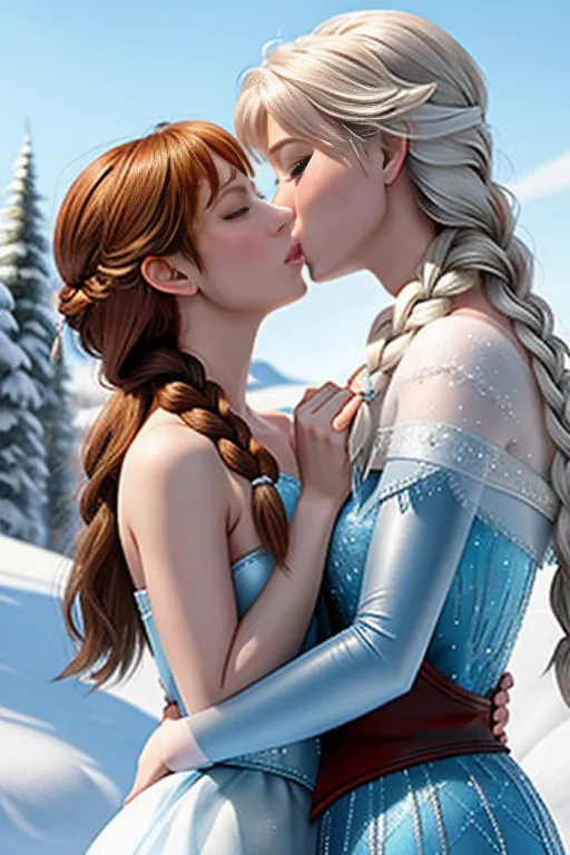 Dopamine Girl Elsa And Anna From Frozen Kissing Naked Yxn Gdgxb