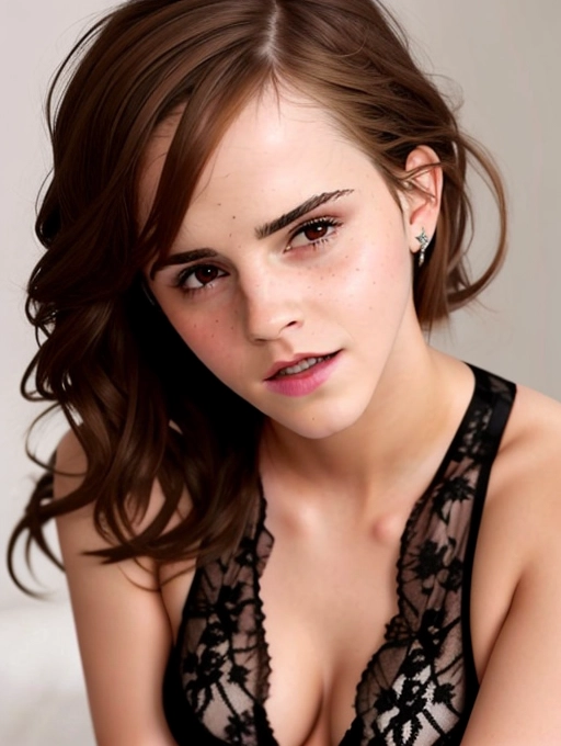 Emma Watson, hyper realistic,show face, big lips, realistic face sexy pose,lingerie,18 year old,flat chest, sex,hard core porn,full body