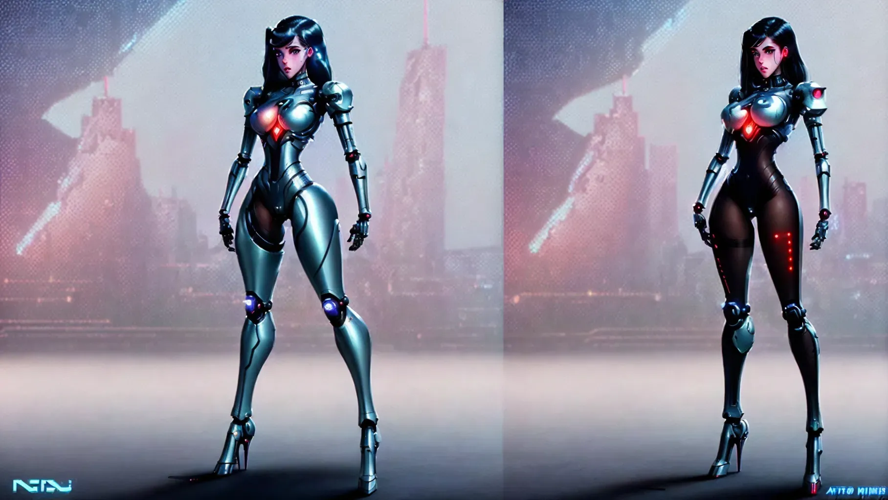 full body shoot, cyber girl in anime stile, ((ultra detailed body)), anatomical drawing, futuristic lingerie armor, cyber background, ((cybernetic inserts)), body with scars, steel, iron, sensual, erotic, sensual dinamic pose, by Moebius, Milo Mannara, HD, UHD, RTX, 8K.