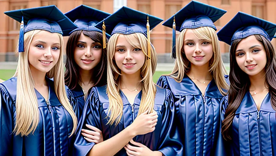 <lora:dpmg_add_detail:1>, <lora:dpmg_better_bodies:0.2>, a group of Russian nice blonde girls at their collage graduation