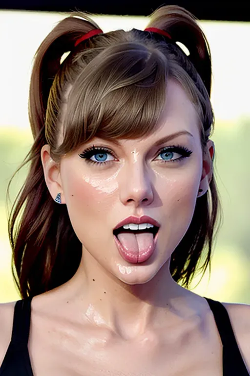 a realistic photo of,taylor swift,cuckold,facial,cum on face,covered in cum,beautiful,natural lighting,8k,ultra realistic,bangs,ponytail,normal tongue,beautiful eyes,perfect tongue