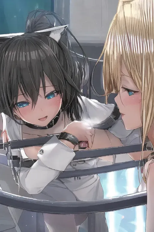 Lesbian hentai bondage,cuffs,collar, sex