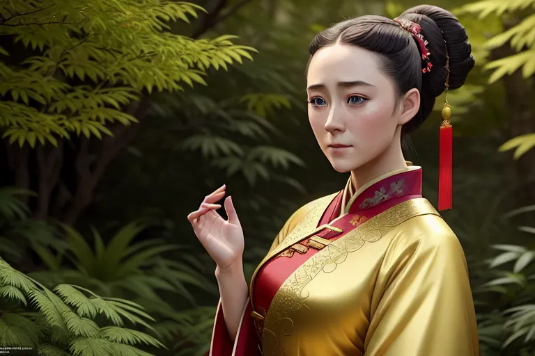 Dopamine Girl A Concept Art Ofsaoirse Ronanwearing Chinese Costumestandingin The Forest 3033