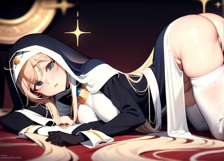 blessed virgin Mary, very long hair, thigh high socks