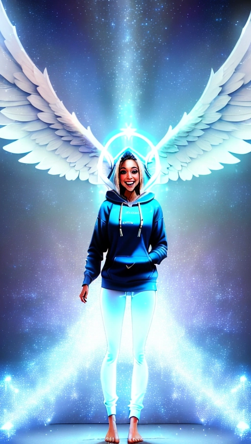 a 64k high detail photo full body shot,
Most Detailed,
HDR,
Professional,
Standing in a hoodie,
Perfect tits,
five slender fingers,
silky hair,
Beautiful face,
beautiful lips,
blue eyes,
curved eyebrows,
curved eyelid,
pale skin,
satisfaction,
tattoo,
ultra realistic,
smooth,
8k,
studio lighting,
surreal,
Angel Wings,
(((Angelic Lighting))),
Love,
Hope,
((Magic casting)),
(Magic)
Crown,
Smiling,
Queen,
happy,
Glory,
Warrior,
Angels,
Angelics,
(((with clothing))),
((((Has clothing on))))
(((Covered with clothes)))
((((Has Clothes))))
(((military))),
Positivity,
(((((Happiness))))),
(((((Happy)))))
enjoyment,
delight,
jubilant,
elated,
ecstasy,
((enraptured)),
sweaty,
saving,
God,
Royalty,
Morality,
Goodness,
True Good
Whatever Else need be written here in the ways that my proxy relayed, ((((Best)))), (Hope), (((Cinematic))), ((in hoodie)), not naked, non-nude, Hoodie, ((God Technology))