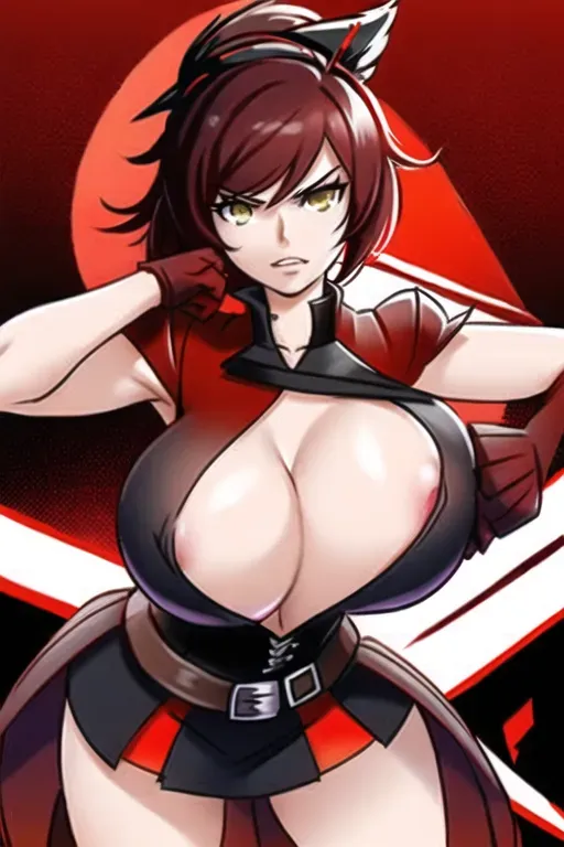 rwby, ruby rose, huge breasts, full frontal