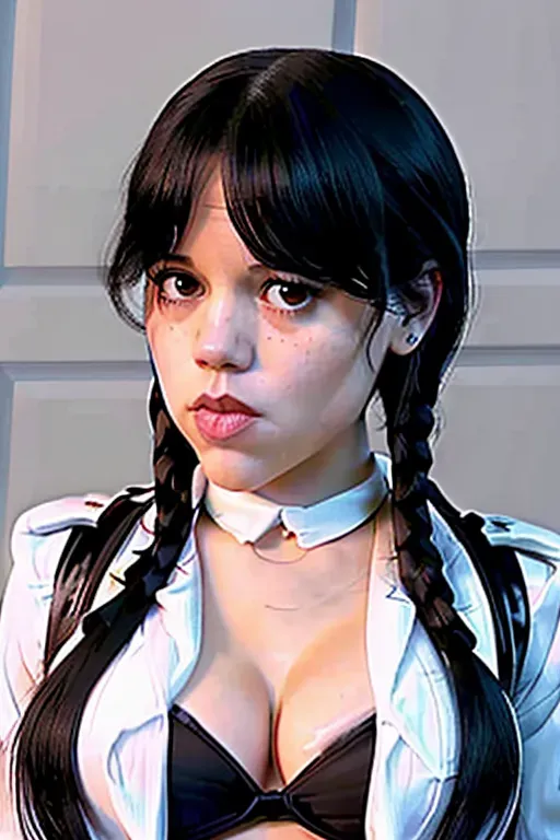 dpmg_face_cum_v1 dpmg_jenna_ortega_v1 topless with breasts exposed,kissing