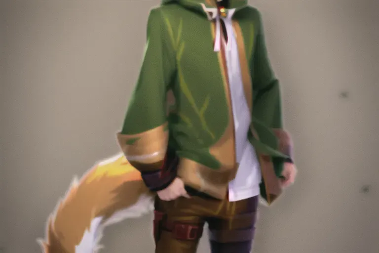 high quality, detailed, anime boy, brown hair, green eyes, summer clothes, wolf ears on head, fluffy ears, fluffy tail, innocent, cinnamon roll, full body reference, character sheet, vampire fangs, cute, 3d reference sheet