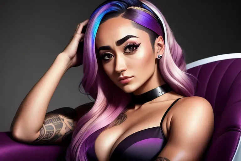 a digital art of,The Streamer (((Valkyrae))),sitting in gaming chair,small breasts,five fingers per hand,silky hair, gorgeous face,beautiful lips,curved eyebrows,curved eyelid,smooth skin,studiolighting,pale,editorial,cgsociety,professional,8k,