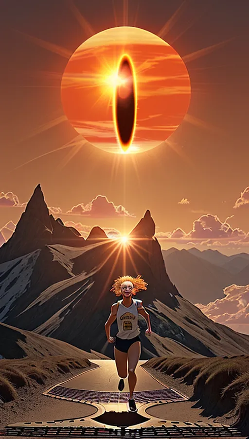 The sun in the sky has a giant vertical pupil running down the middle