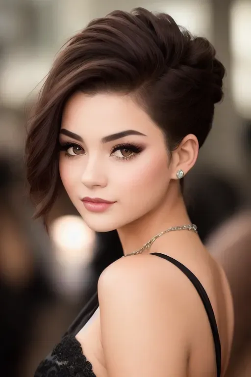 Create a real-life photo of a teenage girl that showcases her exquisite and ethereal beauty, The photo should showcase full-body shot of her with slutty appearance wearing a sexy jeans outfit, The use of Lens Glow should add depth to the image with the the balanced and symmetrical focus on her hips, her hauntingly beautiful Flawless skin tone should Perfectly lit with natural light, Expertly styled dark hair and makeup, Captivating and confident pose, Her hyper-detailed face should have striking and captivating features including high detailed eyes, beautiful lips, curved eyebrows, curved eyelids, slender nose, and soulful gaze with mesmerizing brown eyes, and her captivating gaze should be looking down at the viewer while Her enigmatic smile should showcase perfectly sculpted full lips, Her dark short hair should be styled in an updo that showcases her beautiful nape, with a perfectly sculpted lips and chiseled features that complement her cute and poppy demeanor with Intricate details and Perfectly proportioned natural make-up,