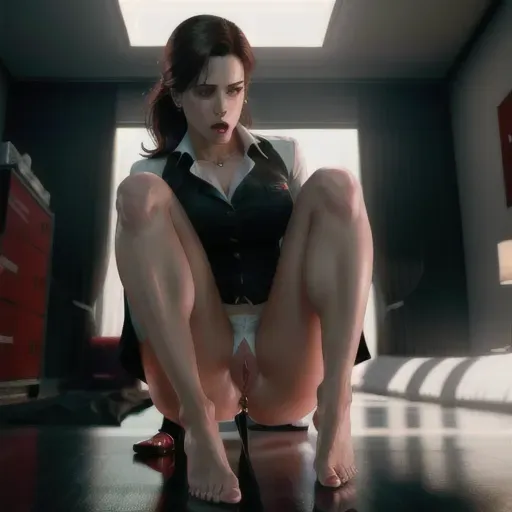 ultra realistic 8k, Hitman Agent 47 raping crying Dr. Jennifer Melfi, Cumming inside, shaming her, punishing her, forcing her swift and hard, bare feet. 2 people, 1man, 1woman