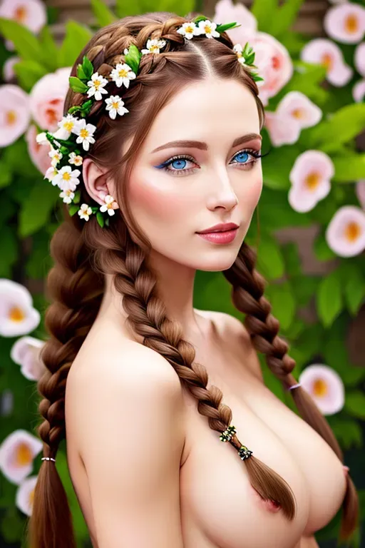 Dopamine Girl Beautiful Russian Girls Naked With Braided Brown Hair Tucked Behind Each Ear