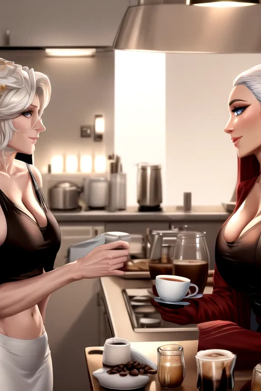 Extreme detail, extreme quality, 8K resolution, extreme resolution, solo, female focus, perfect lighting, perfect shadows,
A sexy mature woman with gigantic boobs, boobs spilling out, wearing a very tight bra, sparkling eyes, white skirt, wide hips, skinny waist, kitchen background, modern setting, masterpiece, short hair, coffee on body, perfect body, perfect face, detailed face, detailed eyes, perfect eyes, holding a cappuccino, <lora:dpmg_add_detail:1>,