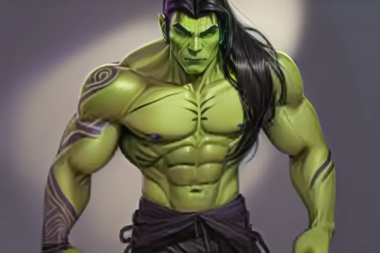 Mirialan, Muscular male, (((green skin))), black tribal tattoos, long black hair, purple eyes, cheerful, gray shirt, gray pants, futuristic clothing, alien, sfw, headshot, masterpiece, absurdres, ((((solo focus)))), 8k, perfect edges, ultra realistic, perfect anatomy, low light, perfect face, fine details, realistic shaded, realistic body, photoshoot, male